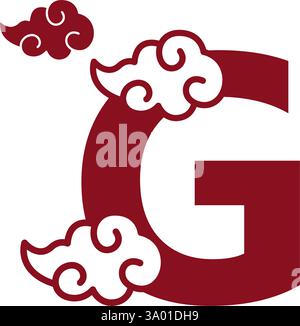 Cloudy red letters icon design template Stock Vector