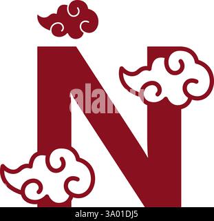 Cloudy red letters icon design template Stock Vector