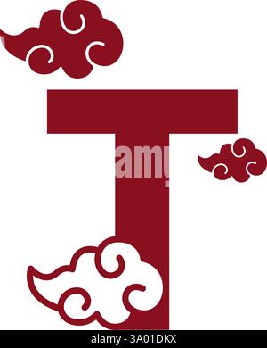 Cloudy red letters icon design template Stock Vector