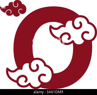 Cloudy red letters icon design template Stock Vector