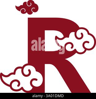 Cloudy red letters icon design template Stock Vector