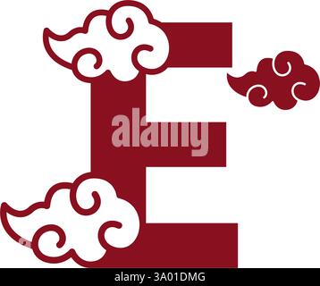 Cloudy red letters icon design template Stock Vector