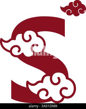 Cloudy red letters icon design template Stock Vector