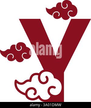 Cloudy red letters icon design template Stock Vector
