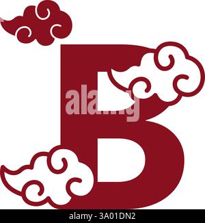 Cloudy red letters icon design template Stock Vector