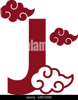 Cloudy red letters icon design template Stock Vector