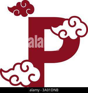 Cloudy red letters icon design template Stock Vector