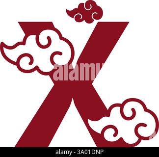 Cloudy red letters icon design template Stock Vector