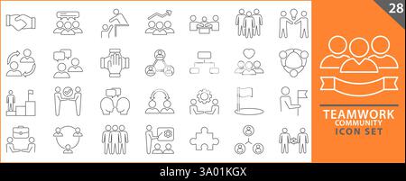 Teamwork and community icons collection. set icons pack. UI icon collection. Set of web icons Stock Vector