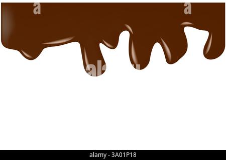 Pouring  melted milk chocolate falling down isolated on white background, Cocoa melting in vector graphic illustration Stock Vector