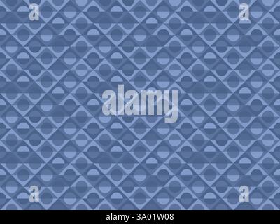 Seamless pattern of greyish blue rhombus shapes with circles. Abstract full frame background of geometric shapes. Copy space. Stock Photo