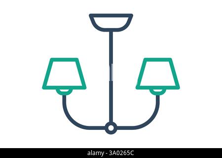 Chandelier icon. line icon style. icon related to furniture. furniture elements vector illustration Stock Vector