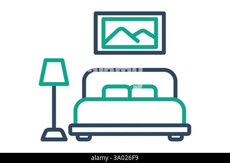 Bedroom icon. line icon style. icon related to furniture. furniture elements vector illustration Stock Vector