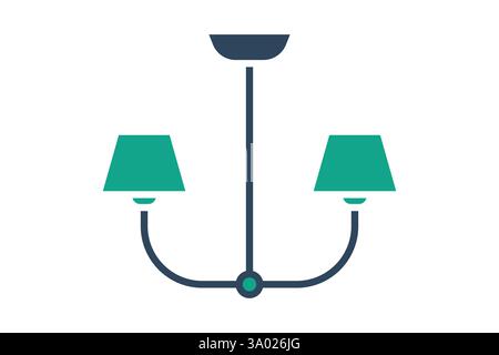 Chandelier icon. solid icon style. icon related to furniture. furniture elements vector illustration Stock Vector