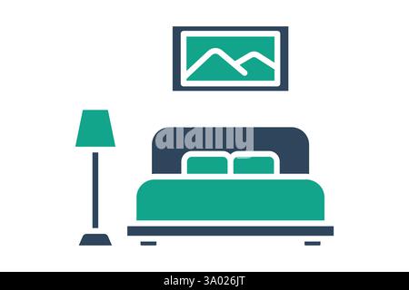 Bedroom icon. solid icon style. icon related to furniture. furniture elements vector illustration Stock Vector