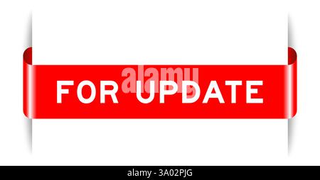 Red color inserted label banner with word for update on white background Stock Vector