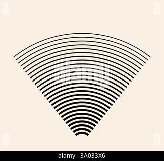 Circle segment as fan shape. Arc black lines vector as radar signal. Design element for logo, web pages, prints, posters, template. Stock Vector
