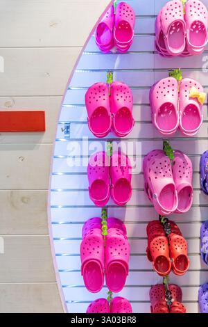 Croc Shoes Display on Store Rack Europe Stock Photo - Alamy