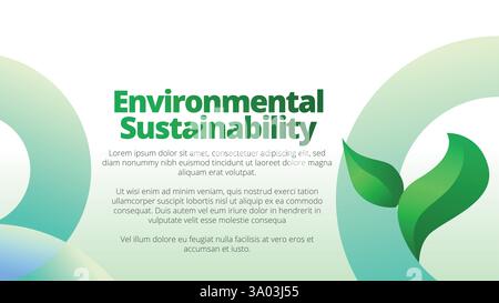 Environmental Sustainability concept. presentation templates corporate business annual report layout. abstract green leafs with line gradient clean lo Stock Vector