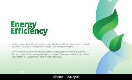 Energy Efficiency concept. presentation templates corporate business annual report layout. abstract green leafs with line gradient clean look vector t Stock Vector