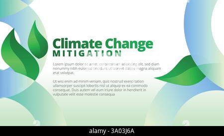 Climate Change Mitigation concept. presentation templates corporate business annual report layout. abstract green leafs with line gradient clean look Stock Vector