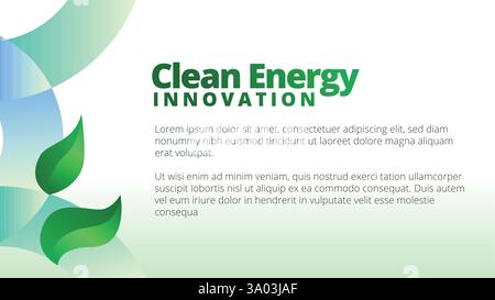 Clean Energy Innovation concept. presentation templates corporate business annual report layout. abstract green leafs with line gradient clean look ve Stock Vector