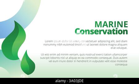 Marine Conservation concept. presentation templates corporate business annual report layout. abstract green leafs with line gradient clean look vector Stock Vector