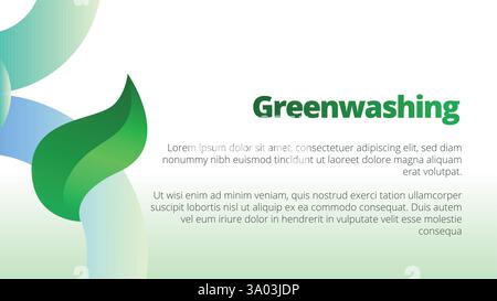 Greenwashing concept. presentation templates corporate business annual report layout. abstract green leafs with line gradient clean look vector templa Stock Vector