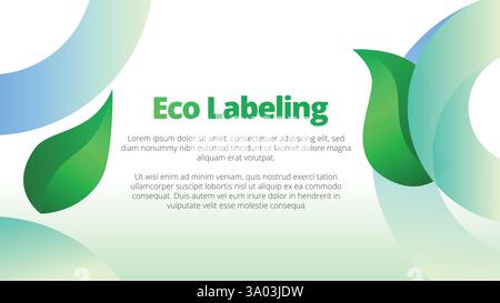 Eco-labeling concept. presentation templates corporate business annual report layout. abstract green leafs with line gradient clean look vector templa Stock Vector
