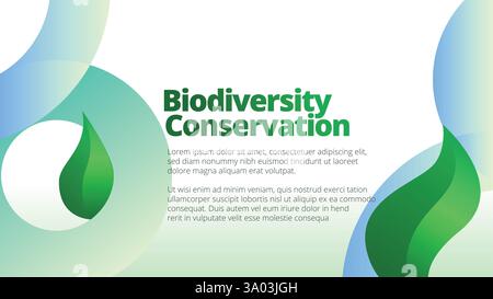 Biodiversity Conservation concept. presentation templates corporate business annual report layout. abstract green leafs with line gradient clean look Stock Vector