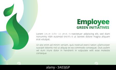 Employee Green Initiatives concept. presentation templates corporate business annual report layout. abstract green leafs with line gradient clean look Stock Vector