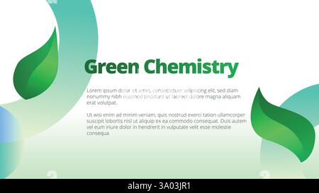 Green Chemistry concept. presentation templates corporate business annual report layout. abstract green leafs with line gradient clean look vector tem Stock Vector