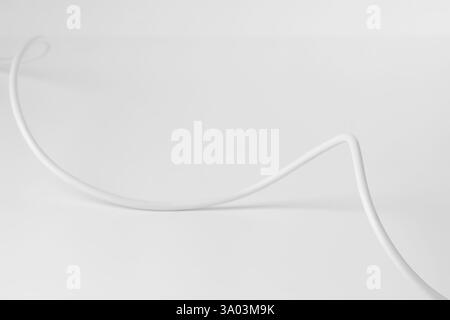 One insulated electrical wire isolated on white Stock Photo