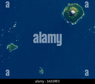 Tristan da Cunha in the South Atlantic Ocean situated approximately halfway between the southern tips of South America and Africa Stock Photo