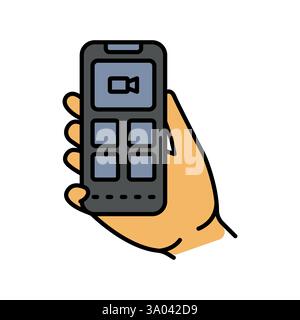Alarm Monitoring color line icon. Vector isolated element. Editable stroke. Stock Vector
