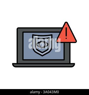 Intrusion Detection color line icon. Vector isolated element. Editable stroke. Stock Vector