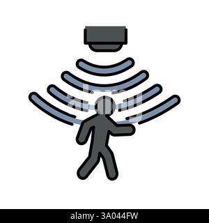 Motion detection color line icon. Vector isolated element. Editable stroke. Stock Vector