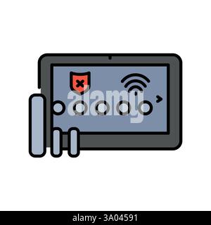 Smart Alarm color line icon. Vector isolated element. Editable stroke. Stock Vector