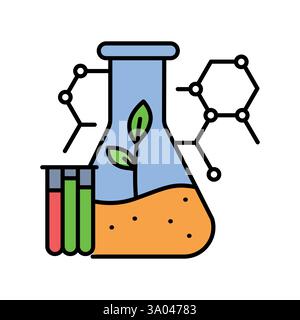 Bioremediation color line icon. Vector isolated element. Editable stroke. Stock Vector