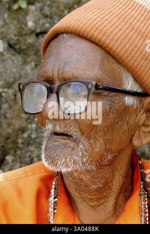 Old man in cap, Amreli, Gujarat, India MR#781B Stock Photo