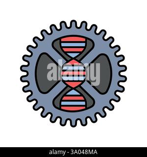 Genetic engineering color line icon. Vector isolated element. Editable stroke. Stock Vector