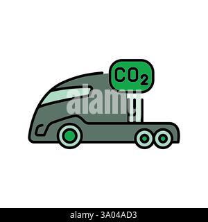 Carbon-free transport color line icon. Vector isolated element. Editable stroke. Stock Vector