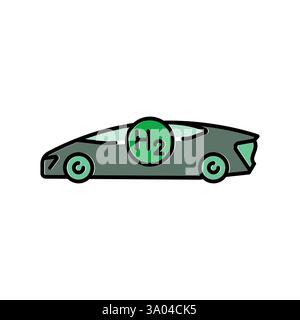 Hydrogen car color line icon. Vector isolated element. Editable stroke. Stock Vector
