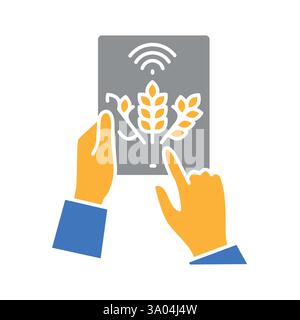 Precision Farming flat icon. Smart agriculture. Vector isolated element. Stock Vector