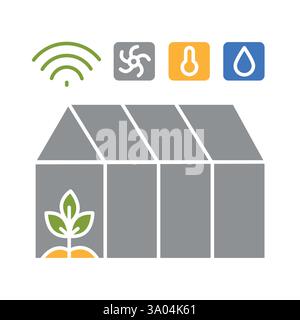 Smart greenhouse flat icon. Smart agriculture. Vector isolated element. Stock Vector