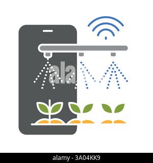 Smart irrigation flat icon. Smart agriculture. Vector isolated element. Stock Vector