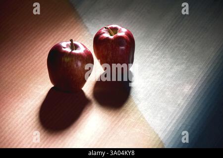 Fruits, apple on grey background Stock Photo