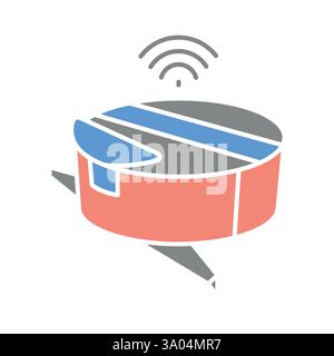 Cleaning robot black line icon. Vector isolated element. Editable stroke. Stock Vector