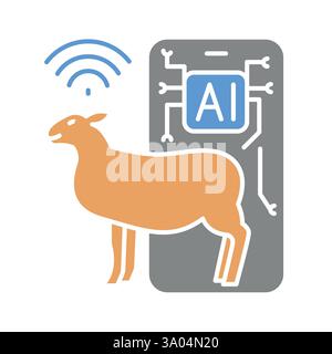 AI in Predictive Analysis flat icon. Vector isolated element. Stock Vector