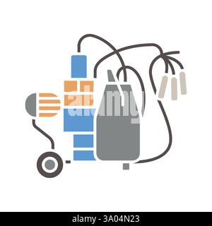 Automated milking system flat icons set. Vector isolated element. Stock Vector